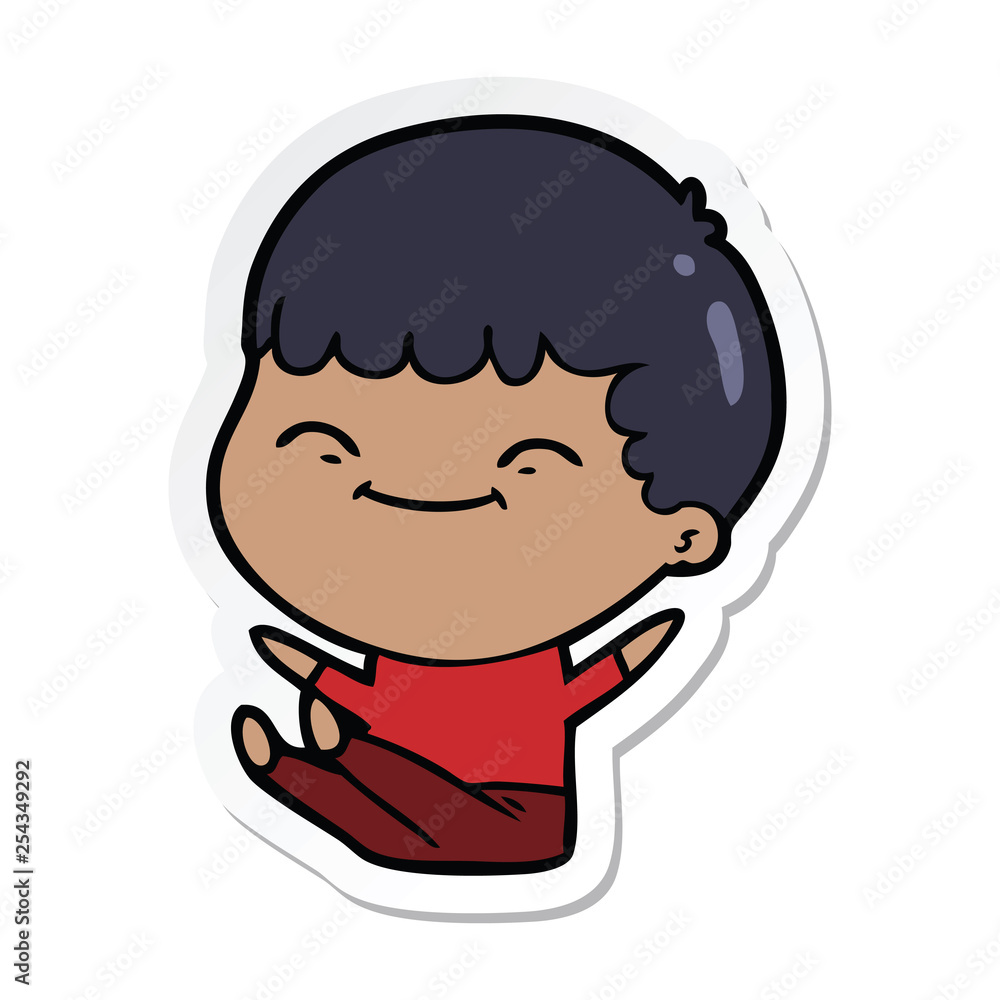 Obraz premium sticker of a cartoon happy boy