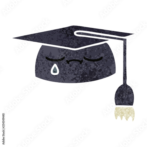 retro illustration style cartoon graduation hat