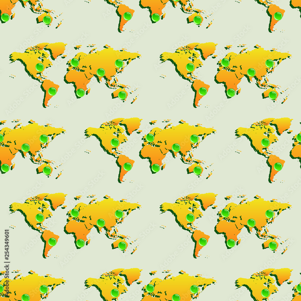 Obraz premium Seamless wallpaper with world map.