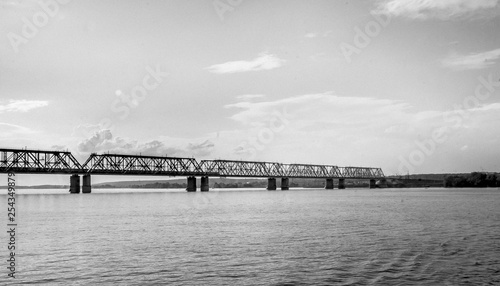 a railway bridge across the Volga river