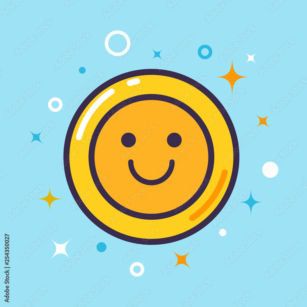 Smiling face emoticon line icon, outline vector sign, linear style pictogram. Emoji smiley symbol, logo illustration.