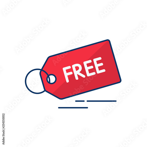 Price tag. Vector illustration. Sale and free icon in line art style.