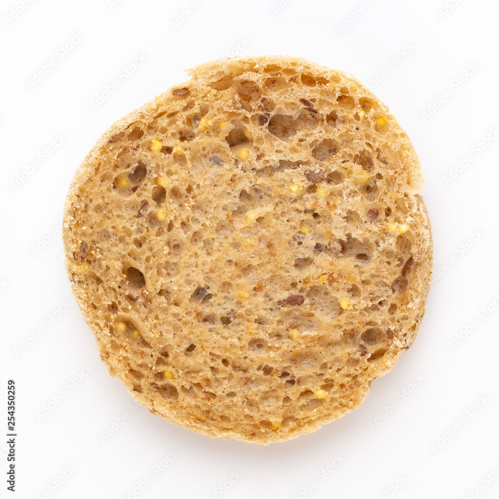 Rye bread slice on a white background. Rye bread slice on a white background.