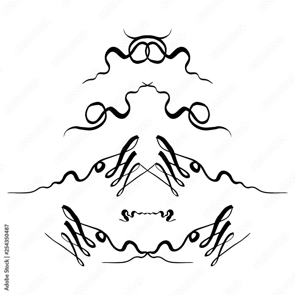 Hand-drawn set of decorative elements. vector illustration on white background