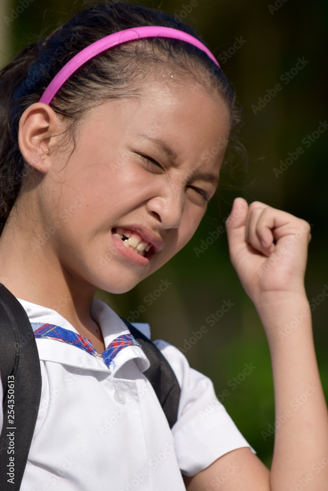 Student Teenager School Girl And Anger With Notebooks Student Teenager School Girl And Anger With Notebooks