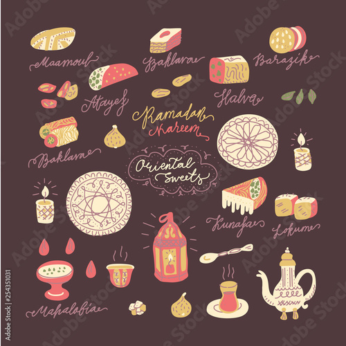 Oriental sweets vector