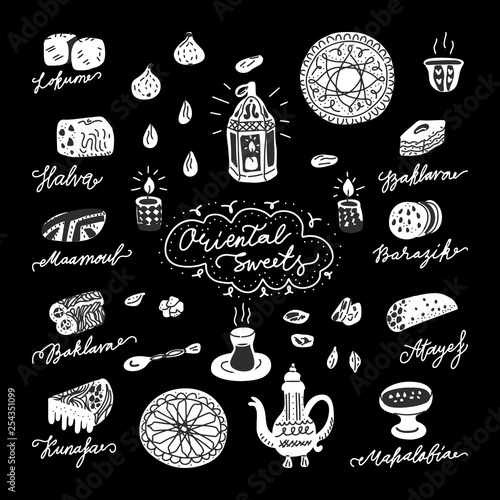 Oriental sweets vector