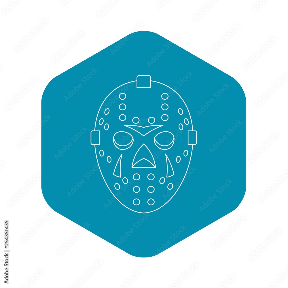 Goalkeeper mask icon. Outline illustration of goalkeeper mask vector icon for web Goalkeeper mask icon. Outline illustration of goalkeeper mask vector icon for web
