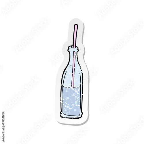 retro distressed sticker of a cartoon fizzy drink and straw