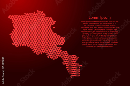 Armenia map abstract schematic from red triangles repeating pattern geometric background with nodes for banner, poster, greeting card. Vector illustration.