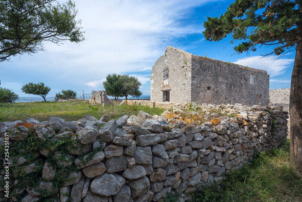 ruins of the 11th century monastery of St.Peter in Osor town, Losinj island, Croatia. ruins of the 11th century monastery of St.Peter in Osor town, Losinj island, Croatia.