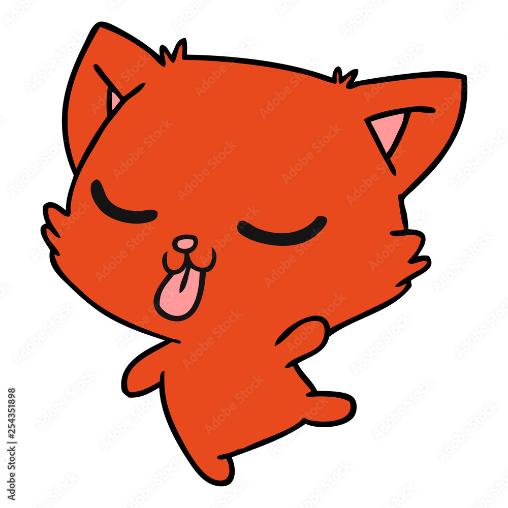Fototapeta premium cartoon of cute kawaii cat