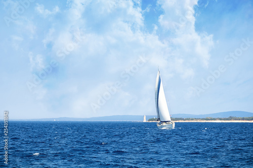 luxury  big white sailing yachts at the sea © phant