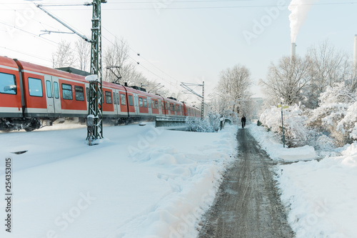 S8 going from the Munich airport to the city center in Winter