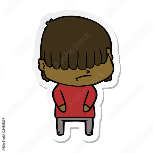sticker of a cartoon boy with untidy hair