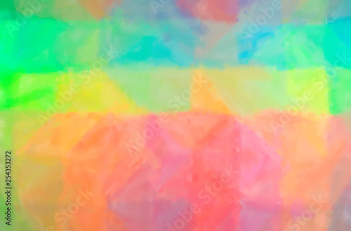 Abstract illustration of blue, green, orange, yellow Dry Brush Oil Paint background