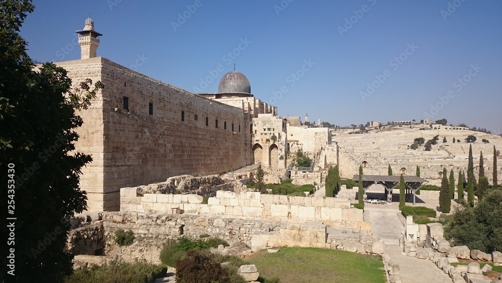 Jerusalem old city fortress wall in Israel
