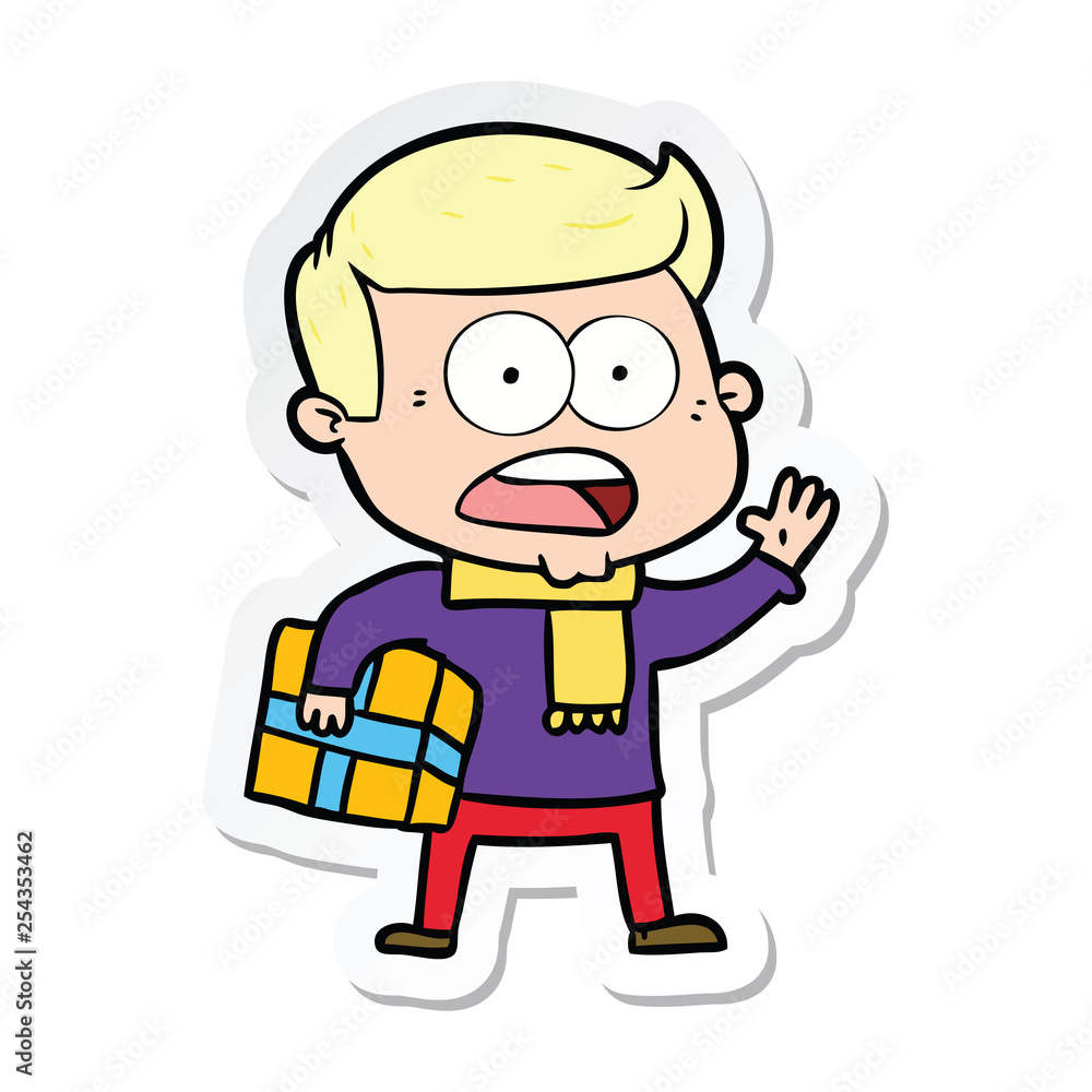 sticker of a cartoon shocked man sticker of a cartoon shocked man