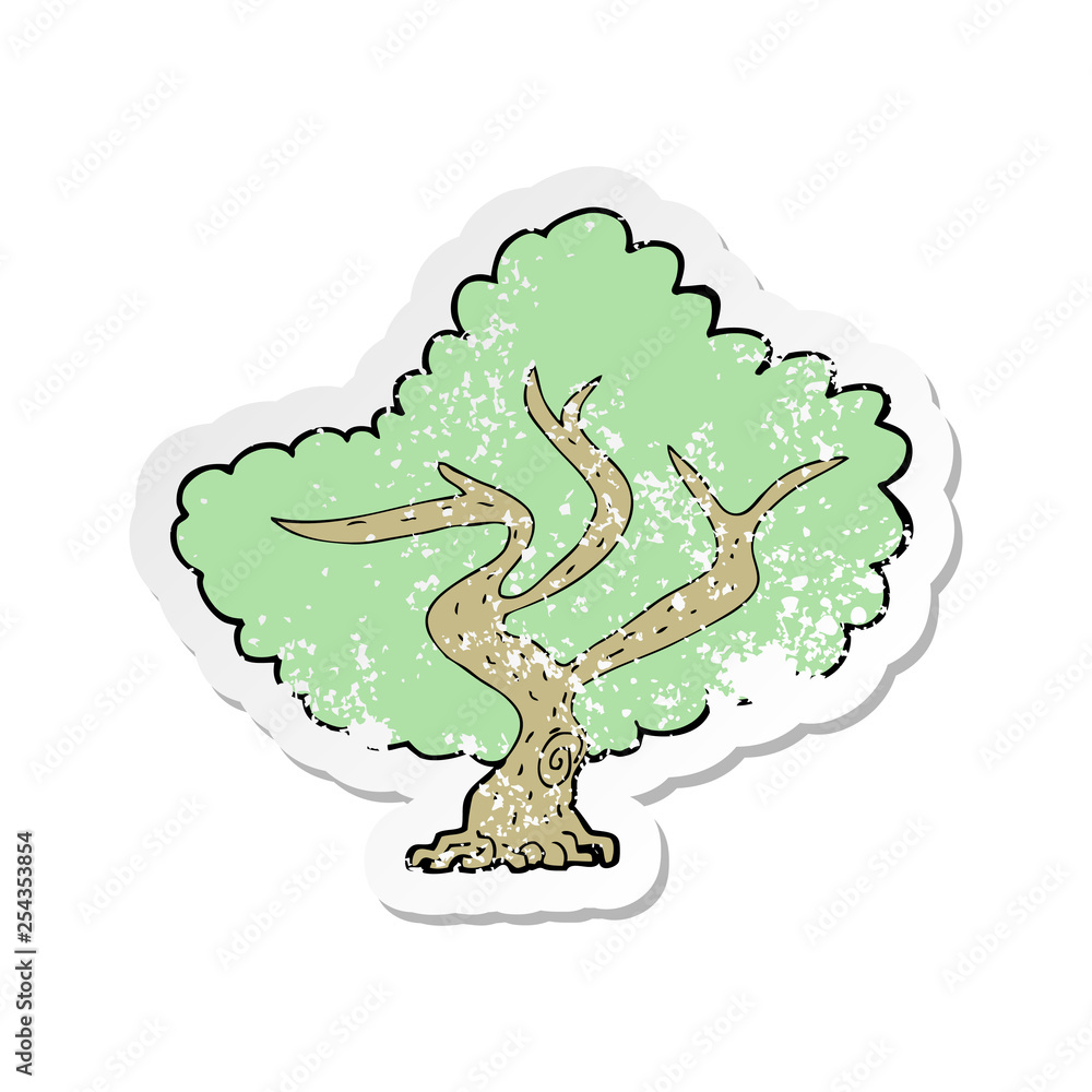Obraz premium retro distressed sticker of a cartoon tree