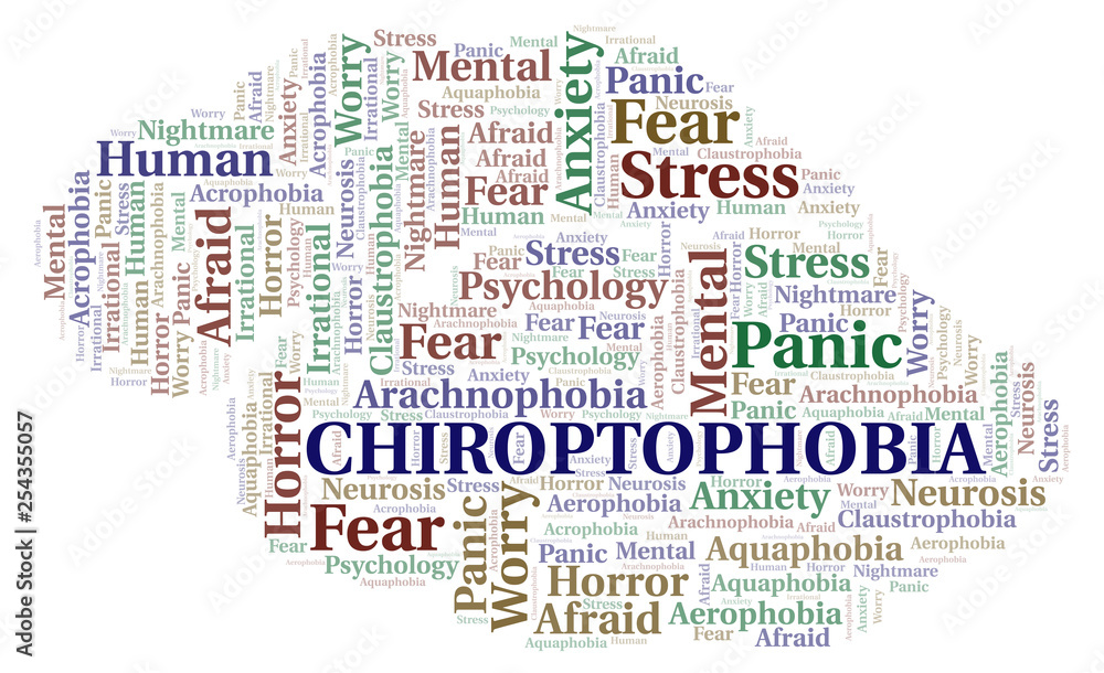 Fototapeta premium Chiroptophobia word cloud.