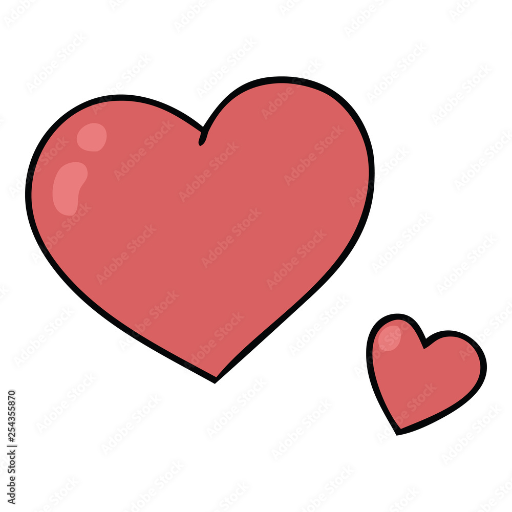 quirky hand drawn cartoon pink hearts
