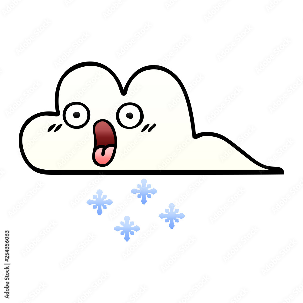 gradient shaded cartoon shocked snow cloud gradient shaded cartoon shocked snow cloud