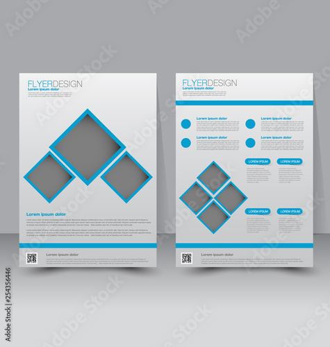 Flyer template. Business brochure. Editable A4 poster for design, education, presentation, website, magazine cover. Blue color.