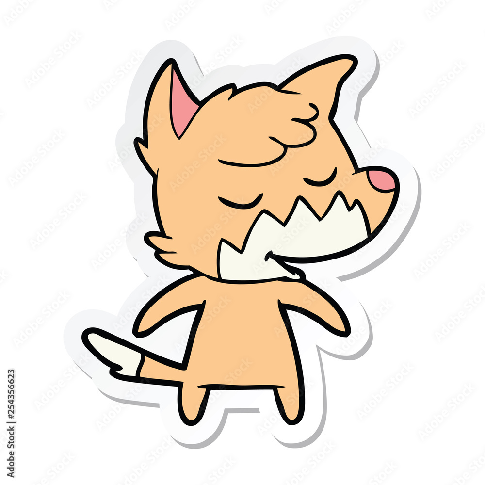 sticker of a friendly cartoon fox sticker of a friendly cartoon fox