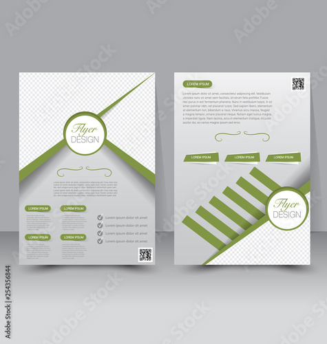 Flyer template. Business brochure. Editable A4 poster for design, education, presentation, website, magazine cover. Green color.