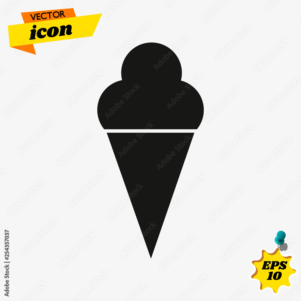 Ice cream cone icon isolated. Modern sweet vanilla desert sign. Trendy vector chocolate cram symbol for web site design, button to mobile app. Logo ice cream illustration. Ice cream cone icon isolated. Modern sweet vanilla desert sign. Trendy vector chocolate cram symbol for web site design, button to mobile app. Logo ice cream illustration.