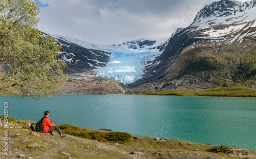senior woman hike along nor...