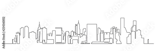 Modern cityscape continuous one line vector drawing Fototapeta