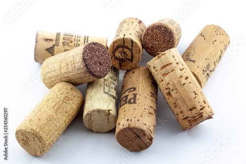 Wine corks isolated on white background