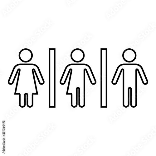 Woman bisexual transvestite gay man loyalty concept icon black color outline vector illustration flat style image