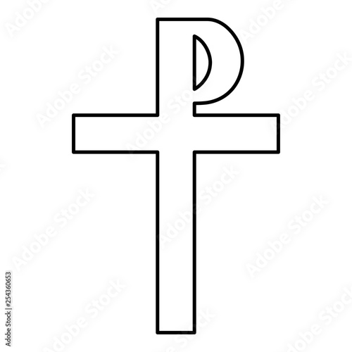 Cross monogram Rex tsar tzar czar Symbol of the His cross Saint Justin sign Religious cross icon black color outline vector illustration flat style image