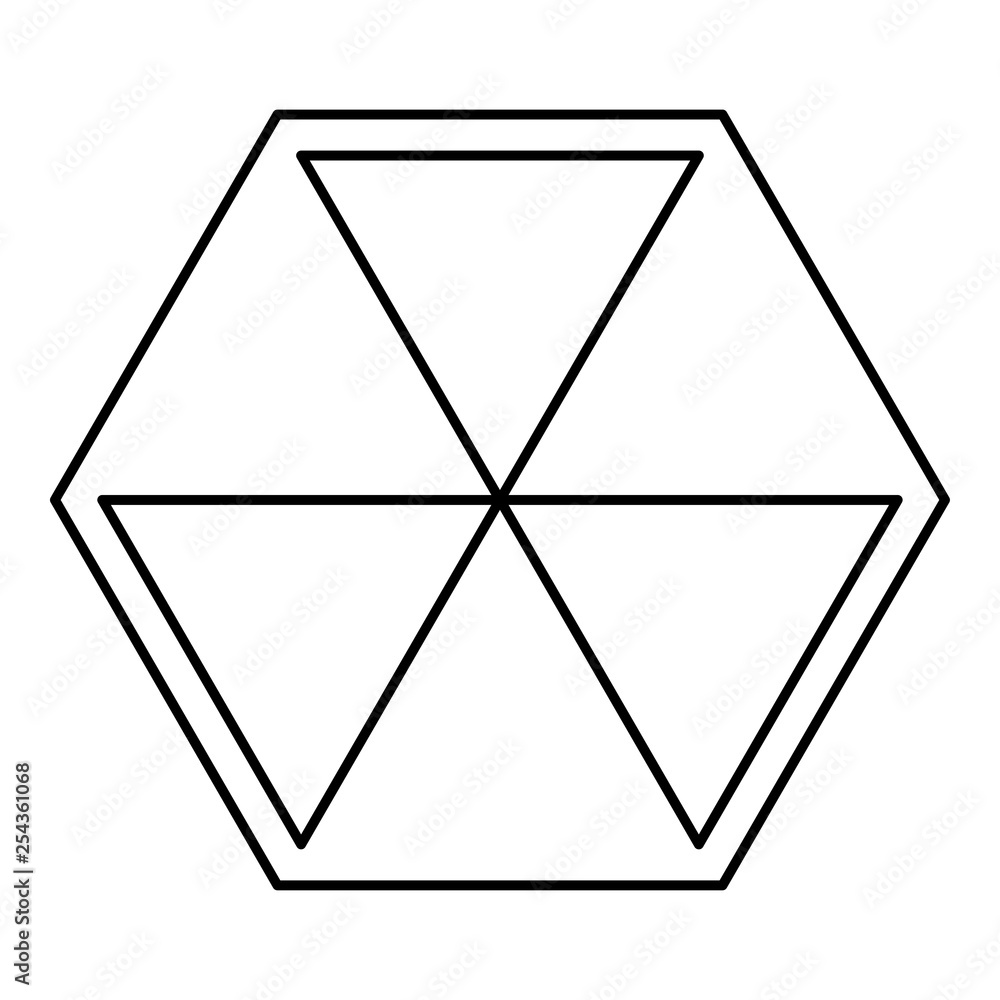 Abstract cube shape Hexagon box icon black color outline vector illustration flat style image Abstract cube shape Hexagon box icon black color outline vector illustration flat style image