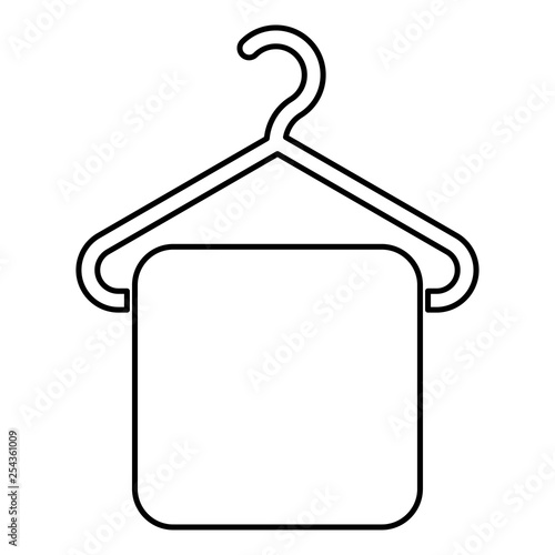 Towel on hanger Hanger towel Clothes hanger with hanging towel icon black color outline vector illustration flat style image