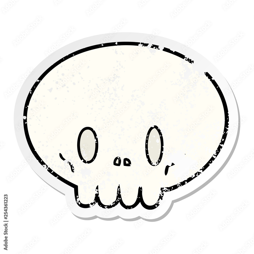 distressed sticker of a cartoon skull distressed sticker of a cartoon skull