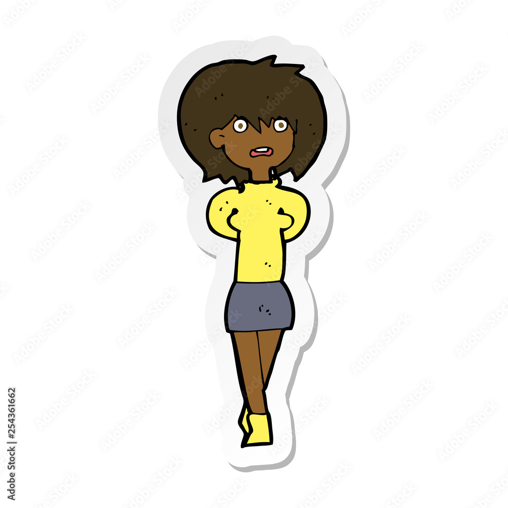 sticker of a cartoon shocked woman sticker of a cartoon shocked woman