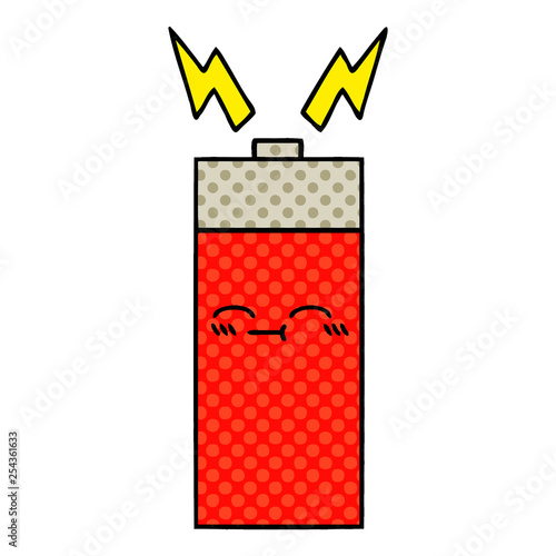 comic book style cartoon battery