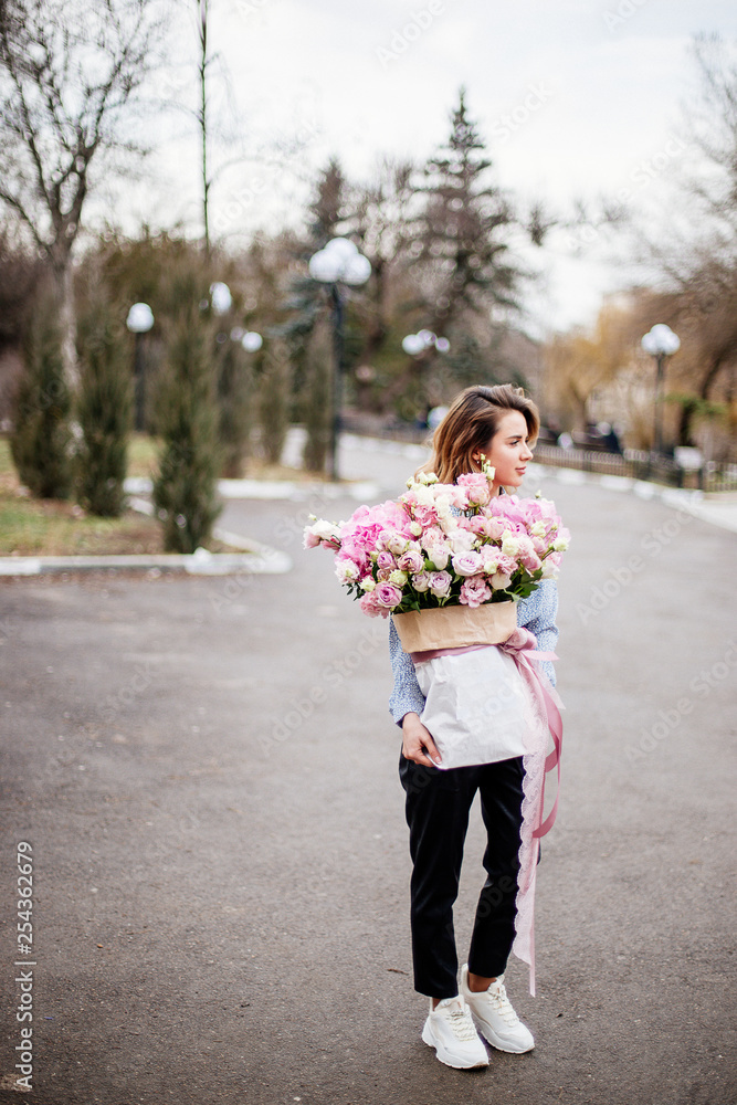 Fototapeta premium Bouquet of flowers in bag.