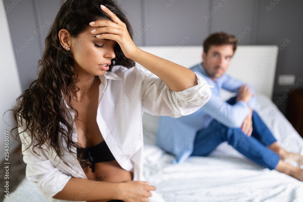 Couple having arguments and sexual problems in bed Couple having arguments and sexual problems in bed