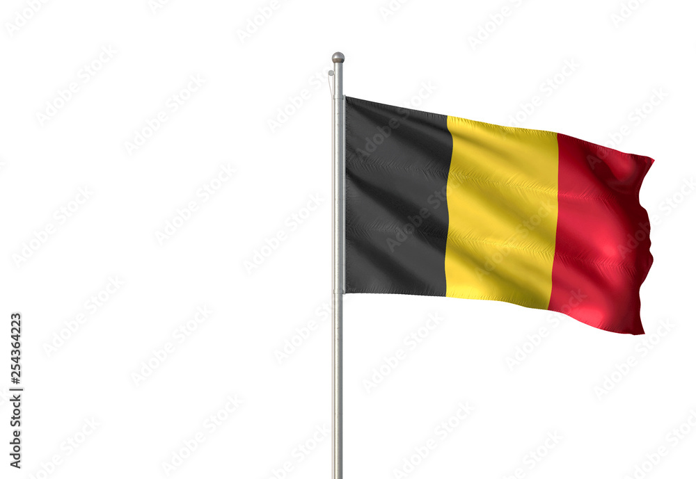 Belgium flag waving isolated white background 3D illustration Belgium flag waving isolated white background 3D illustration