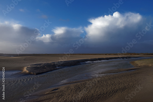 Stormy sky in the bay of Somme nature reserve 
