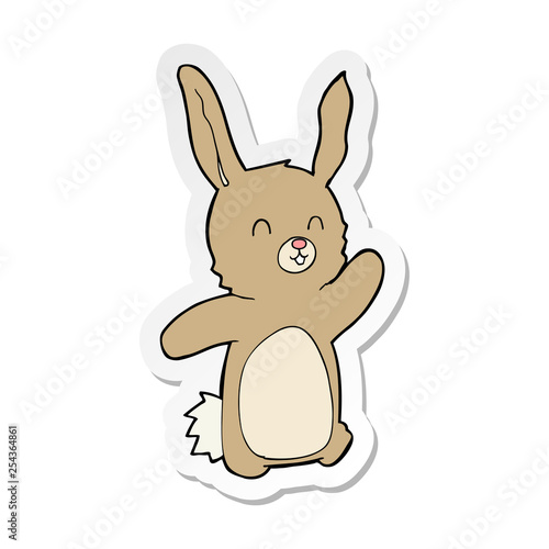 sticker of a cartoon happy rabbit © lineartestpilot
