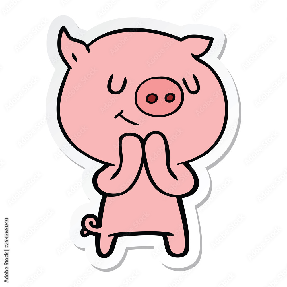 sticker of a happy cartoon pig sticker of a happy cartoon pig