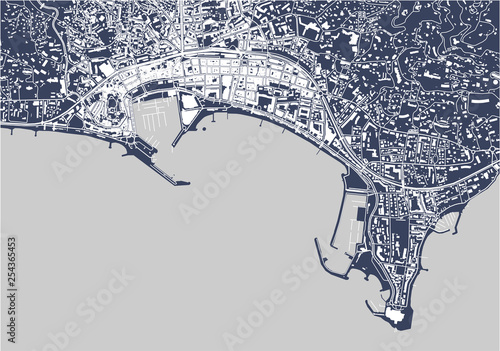 Fotografiet map of the city of Cannes, France
