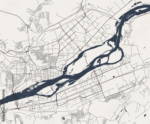 map of the city of Krasnoyarsk, Russia