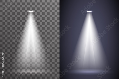 Scene spotlight illumination light ray bright electric effect glow special abstract flare set transparent background vector illustration