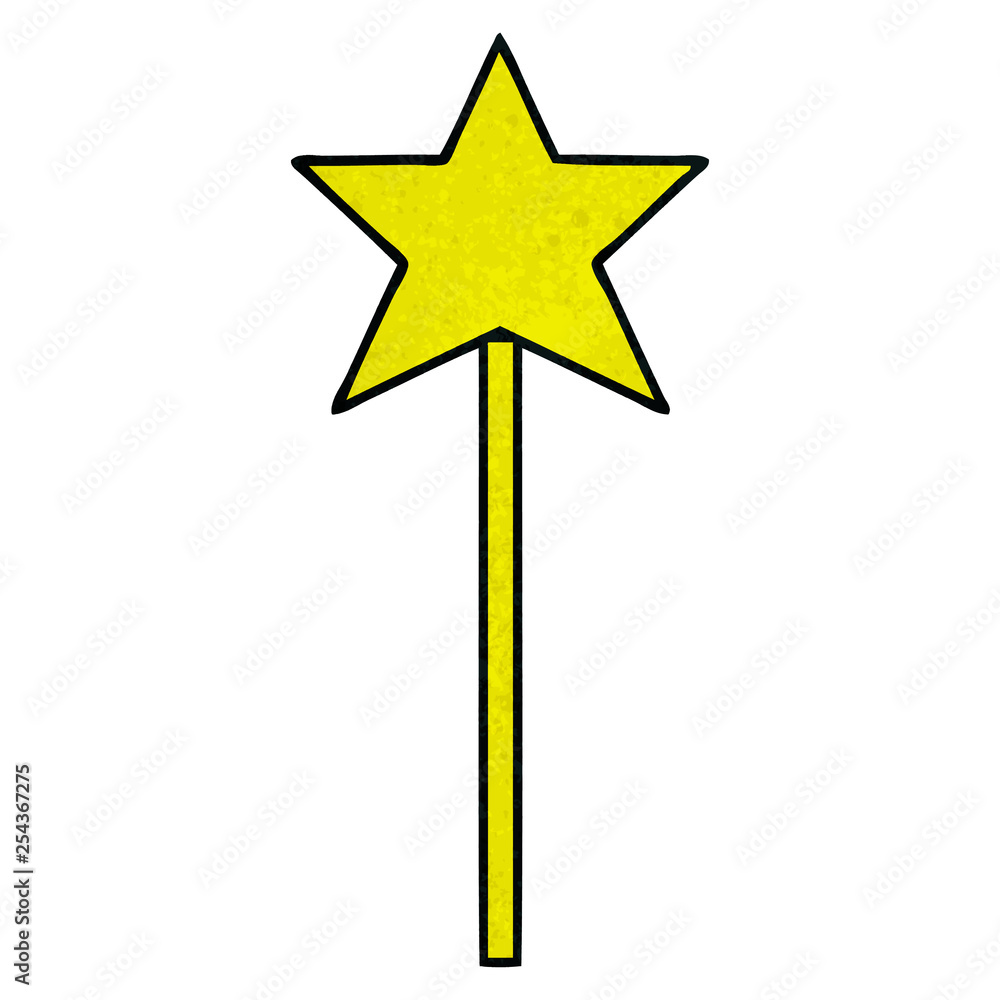 retro grunge texture cartoon star wand retro grunge texture cartoon star wand